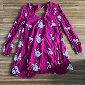 Free People Magenta Floral Embroidered tunic/dress